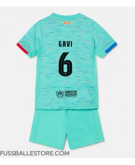 Günstige Barcelona Paez Gavi #6 3rd trikot Kinder 2023-24 Kurzarm (+ Kurze Hosen)